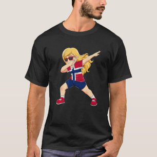 Dabbing Girl Norwegians Norway Flag Kids Dab Dance T-Shirt