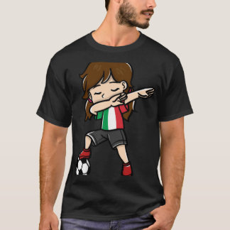 Dabbing Girl Soccer Player Italian Flag Themed T-Shirt