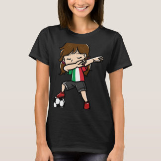 Dabbing Girl Soccer Player Italian Flag Themed T-Shirt