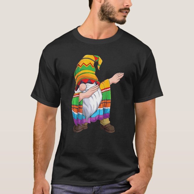 Dabbing Gnome Cinco De Mayo Fiesta Poncho Women Me T-Shirt (Front)
