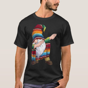 Dabbing Gnome Cinco De Mayo Poncho Mexican Serape  T-Shirt