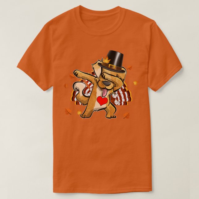 Dabbing Golden Thanksgiving Day Dog Pilgrim Boys K T-Shirt (Design Front)