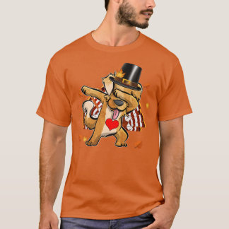 Dabbing Golden Thanksgiving Day Dog Pilgrim Boys K T-Shirt