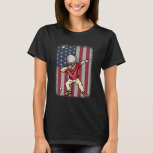 Dabbing Golf Player American Flag Golfer  Golfing  T-Shirt