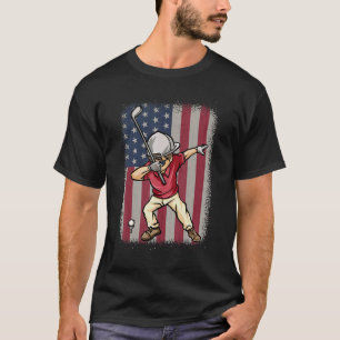 Dabbing Golf Player American Flag Golfer  Golfing  T-Shirt