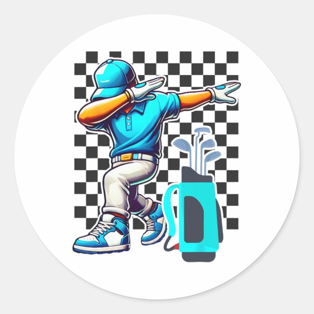 Dabbing Golf Player Golfer Golfing Funny Boys Men  Classic Round Sticker (Front)