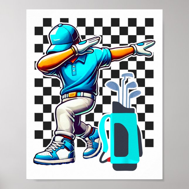 Dabbing Golf Player Golfer Golfing Funny Boys Men  Poster (Front)
