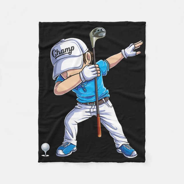 Dabbing Golf Player Golfer Golfing Funny Kids Boys Fleece Blanket (Front)