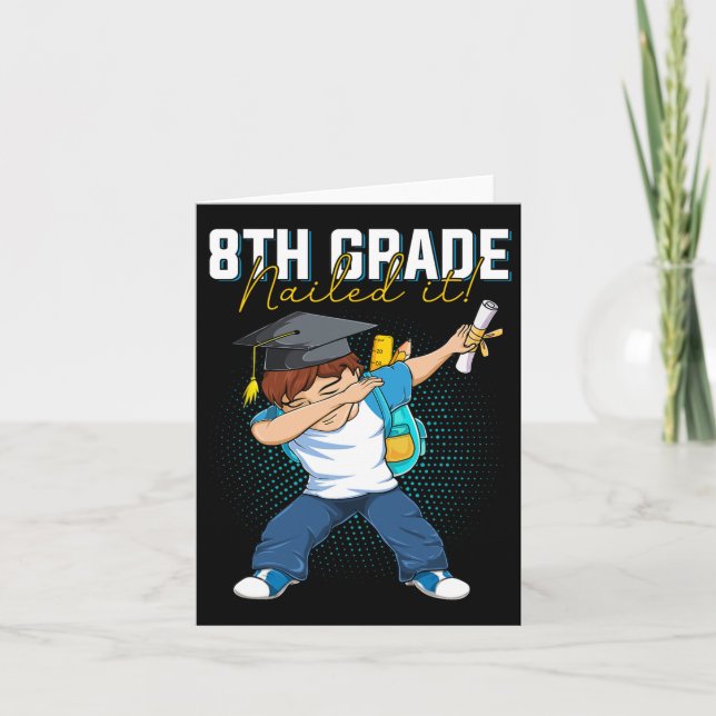 Dabbing Graduation Cl Of 2025 Boy 8th Grade Nailed Card (Front)