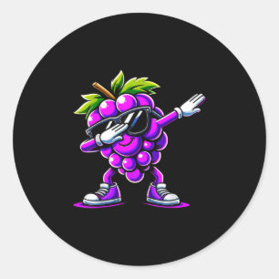Dabbing Grape With Sungles Summer Fruit  Classic Round Sticker