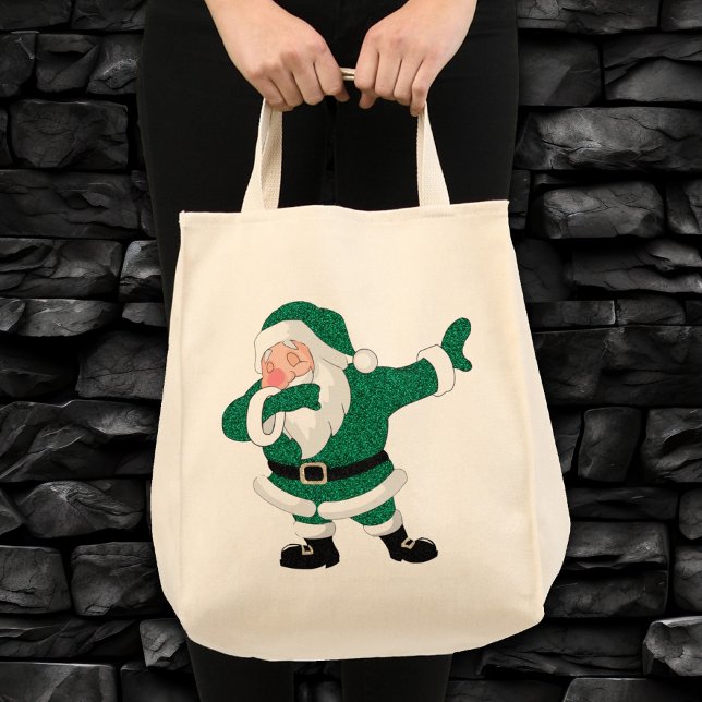 Dabbing Green Santa Claus | Fun Holiday XMAS Humou Tote Bag (Creator Uploaded)