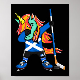 Dabbing Green Unicorn Scotland Ice Hockey Fans Jer Poster