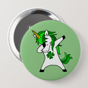 Dabbing Green Unicorn St. Patrick's day Clover 10 Cm Round Badge