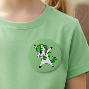 Dabbing Green Unicorn St. Patrick's day Clover 10 Cm Round Badge