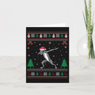 Dabbing Greyhound Dog Santa Hat Boys Girls Kids Ch Card