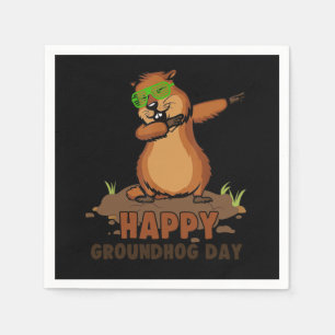 Dabbing Groundhog Lovers Happy Groundhog Day T-Shi Napkin
