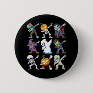 Dabbing Halloween Boys Skeleton Zombie Scary Pumpk 6 Cm Round Badge
