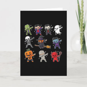Dabbing Halloween Boys Skeleton Zombie Scary Pumpk Card