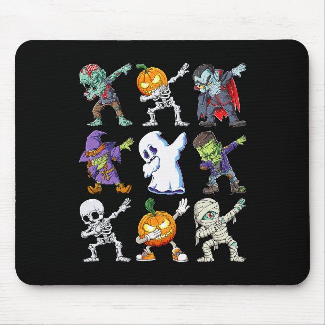 Dabbing Halloween Boys Skeleton Zombie Scary Pumpk Mouse Pad (Front)