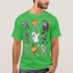 Dabbing Halloween Boys Skeleton Zombie Scary Pumpk T-Shirt