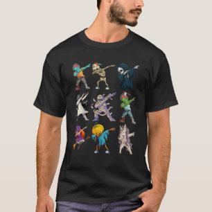 Dabbing Halloween Boys Skeleton Zombie Scary Pumpk T-Shirt