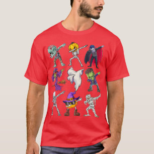 Dabbing Halloween Boys Skeleton Zombie Scary Pumpk T-Shirt