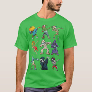 Dabbing Halloween Boys Skeleton Zombie Scary Pumpk T-Shirt