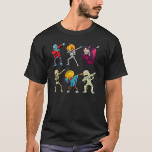 Dabbing Halloween Boys Skeleton Zombie Scary Pumpk T-Shirt