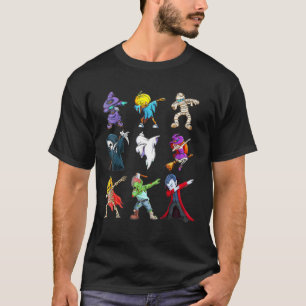 Dabbing Halloween Boys Skeleton Zombie Scary Pumpk T-Shirt