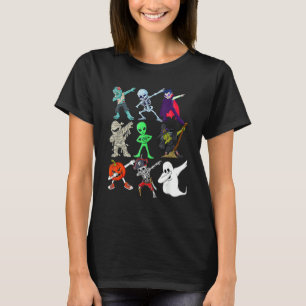 Dabbing Halloween Boys Skeleton Zombie Scary Pumpk T-Shirt