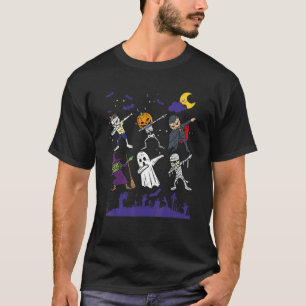 Dabbing Halloween Boys Skeleton Zombie Scary Pumpk T-Shirt