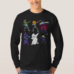 Dabbing Halloween Boys Skeleton Zombie Scary Pumpk T-Shirt
