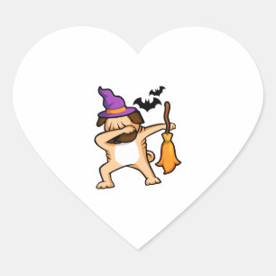 Dabbing Halloween Pug Dog Heart Sticker