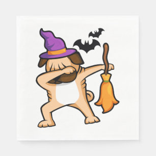 Dabbing Halloween Pug Dog Napkin