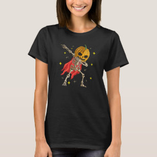 Dabbing Halloween Scary Pumpkin Skeleton Costume B T-Shirt