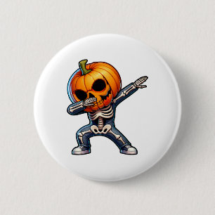 Dabbing Halloween Skeleton Boys Trick Treat Funny  6 Cm Round Badge