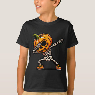 Dabbing Halloween Skeleton Boys Trick Treat Funny T-Shirt