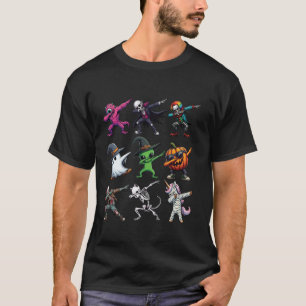 Dabbing Halloween Skeleton Clown Monster Scarecrow T-Shirt