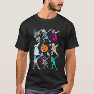 Dabbing Halloween Skeleton Monsters Boys Girls Kid T-Shirt