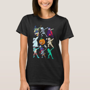 Dabbing Halloween Skeleton Monsters Boys Girls Kid T-Shirt