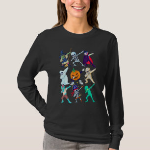 Dabbing Halloween Skeleton Monsters Boys Girls Kid T-Shirt
