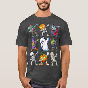 Dabbing Halloween Skeleton Zombie Scary Pumpkin Va T-Shirt