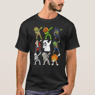 Dabbing Halloween Skeleton Zombie Scary Pumpkin Va T-Shirt