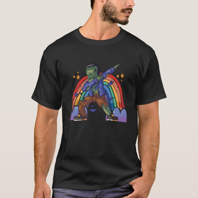Dabbing Halloween Zombie Rainbow Boys Kids Dab T-Shirt (Front)