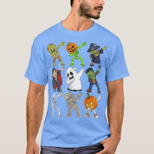 Dabbing Halloween Zombie Skeleton Scary Pumpkin Va T-Shirt
