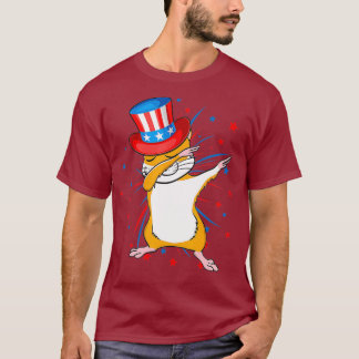 Dabbing Hamster With USA Hat Firework 4th Of T-Shirt