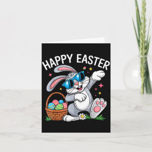 Dabbing happy easter bunny sunglasses kids boys card