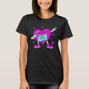 Dabbing Heart Face Mask Valentine's Day T-Shirt