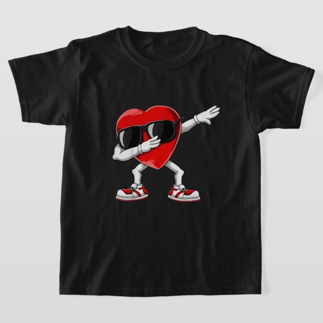 Dabbing Heart Funny Gifts Mens Kids Boys Valentine T-Shirt (Laydown)