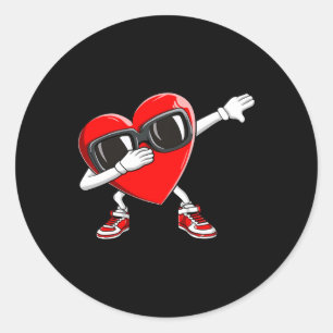 Dabbing Heart Funny Mens Kids Boys Valentines Day Classic Round Sticker
